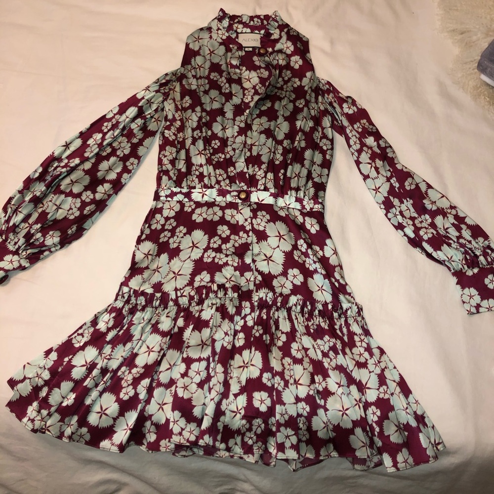 Alexis satin floral dress